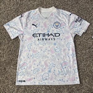 Puma White and Pink Manchester City Jersey
